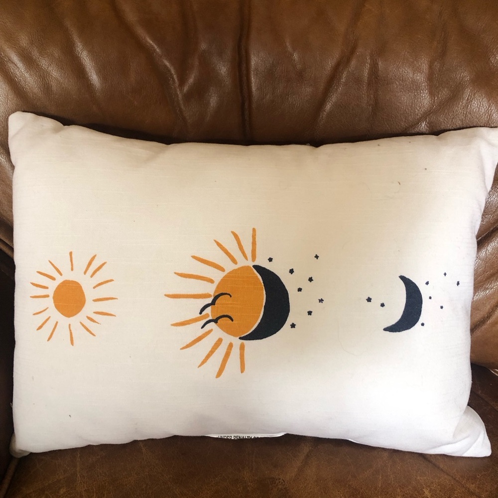 Celestial Sun and Moon Accent Pillow - White and Orange
